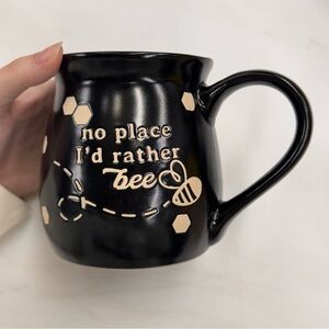 “No Place I’d Rather Bee” Black Boston Warehouse Coffee Mug 20oz Embossed